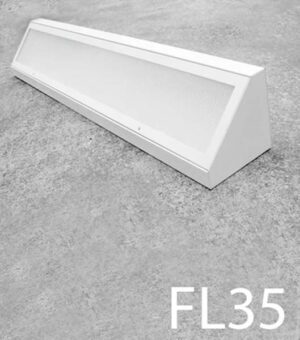 FL35-Qty-10. White 4' Dbl T8.   Led package available. FL36 Qty- 2. 3ft Dbl T8. FL37 Qty-1. 2ft Dbl T8. All lights measure 7.5″ x 7.5″ W FLC4-3 Qty- 18 Cages for this light same as FL38.