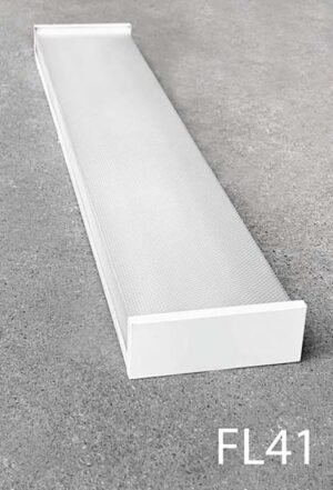 FL41-Qty-20. White 4' fluorescent with wraparound lens, 9"across c/w cord. - FL42 Qty- 2. Same light but 8" across c/w cord. - FL43 Qty- 8. Same light but 7 1/2" c/w cord. Led package available.