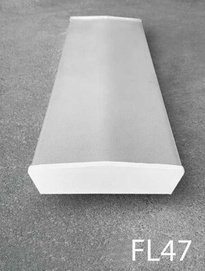 FL47-Qty-13.  White vintage 4' -4 lamp fluorescent T12  c/w wrap around lens and cord. Led package available.