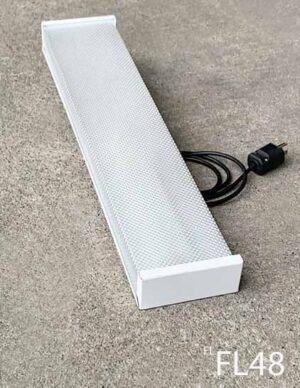 FL48-Qty-1. White 2' T8 fluorescent with wrap around lens and cord.