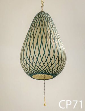 CP71-Qty-1. Woven pendant with pull chain, chain and cord. medium base socket.