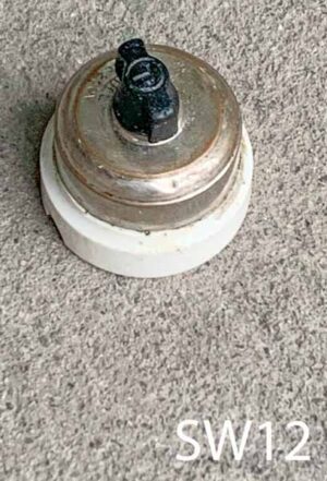 SW12-Qty-1. Ceramic and metal vintage wall switch. 2"D