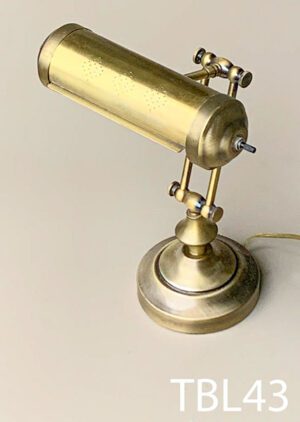 TBL43-Qty-4. Brass vintage adjustable desk lamp with cord. Medium base socket. 10"W x14"H