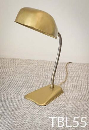 TBL55-Qty-1. Metallic gold vintage desk lamp with cord. Medium base socket. 15"H