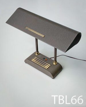 TBL66-Qty-1. Brown and brass metal vintage desk lamp with tungsten 12 volt Leds, c/w cord. 19"W x 16"H
