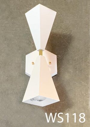 WS118-Qty-2. White up/down sconce with gold trim 14"H