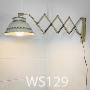 WS129-Qty-2. Brass wall sconce extends and swivels to 30" with beige 9" shade, switch and cord.