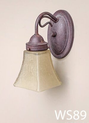 WS89-Qty-6. Brown base with beige glass shade.