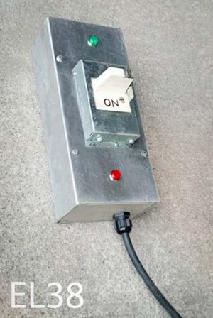 EL38-Qty-4. Aluminum base with metal switch, red and green 120 volt light c/w cord. 12" x 5" (3 pics)