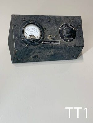 TT1-Qty-1. Black box with gauge, dial and switch. 8 1/4" x 4.5"H