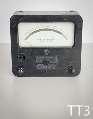 TT3-Qty-1. Black Table top amp meter with 2 knobs for wire attachment. 8"W x 7.5"H