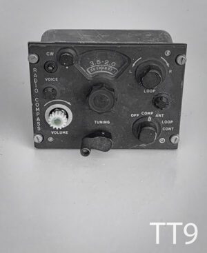 TT9-Qty-1. Black radio compass with dials and gauge. 5 3/4" x 4"H