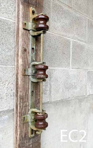 EC2-Qty-2. Metal electrical wire support with 3 insulators 23"H