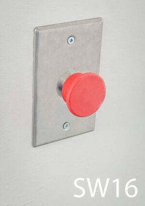 SW16-Qty-1. Red push button with stainless cover.