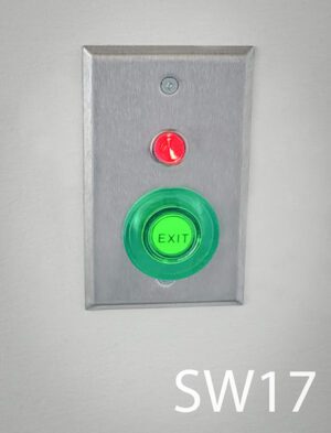 SW17-Qty-1. Green push button switch and red Led which can be controlled separately. 12 volt DC.