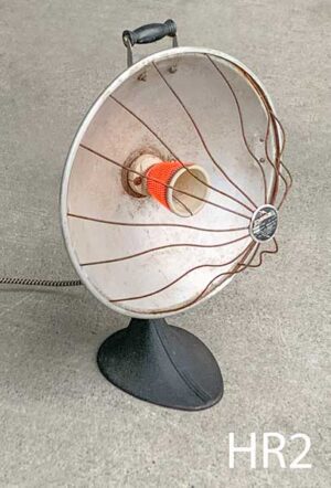 HR2-Qty-1. Metal working heater with black base and cord. 14"D 18"High