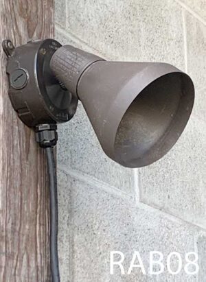 RAB08-Qty-4. Brown adjustable single head spot c/w box and cord.