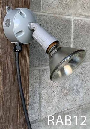 RAB12-Qty-1. Grey adjustable single head c/w box and cord.