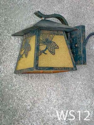 WS12-Qty-2. Black metal with amber designed glass and cord. 9"h