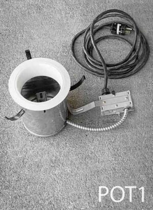 POT1-Qty-13. White trim with white baffle in 5" pot light with cord.