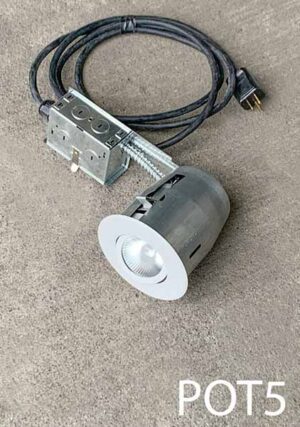 POT5-Qty-11. White adjustable pot light in 5" pot light c/w cord.