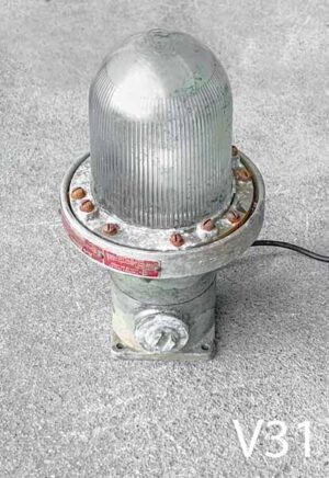 V31-Qty-1. Aluminum explosion proof with glass and cord. Medium base bulb. 13"H x 7"D