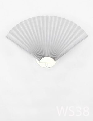 WS38- Qty-1. Brass base with beige fabric fan and cord. Matches TBL75