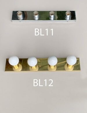 BL11-Qty-1. Chrome 4 lamp bathroom sconce 24" c/w cord. BL12-Qty-1. Brass 4 lamp sconce 24" c/w cord.