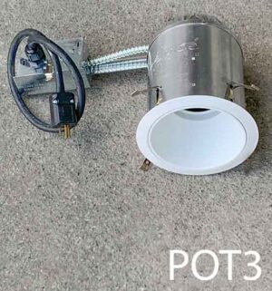 POT3-Qty-30. 5.5" pot light with white baffle and cord. Medium base socket