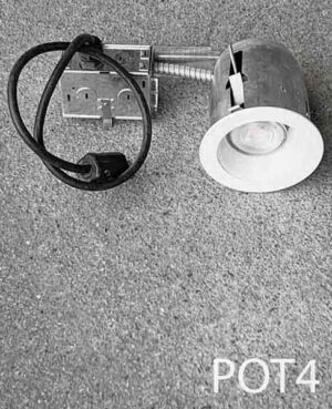 POT4-Qty-50. 4" pot light with white baffle, and cord. Medium base socket