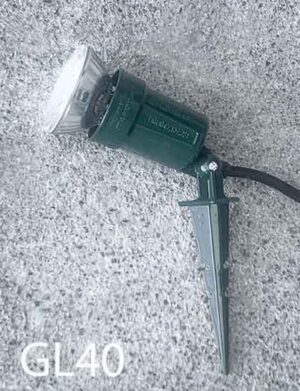 GL40-Qty-8. Green metal garden light with cord and medium base socket