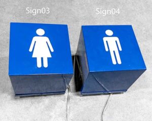Sign03-4 Qty-1. Blue light cube with male female washroom sign