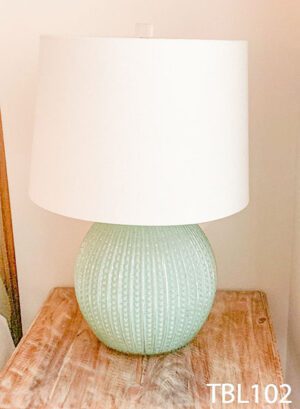 TBL102-Qty-2. Green table lamp 21" high with white shade