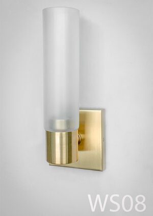 WS08-Qty-4. Brass base with frosted glass.