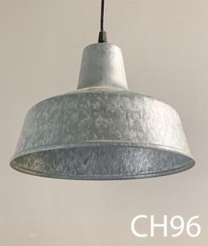 CH96-Qty-1. Galvanised 10" china hat with cord. Medium base bulb