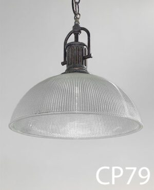 CP79-Qty-3. Black aged base with 13"D glass, chain and cord. Medium base bulb