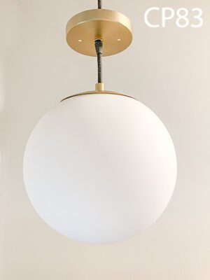 CP83-Qty-2. Bronze base and canopy with 10"D white ball with adjustable black cord. Medium base bulb