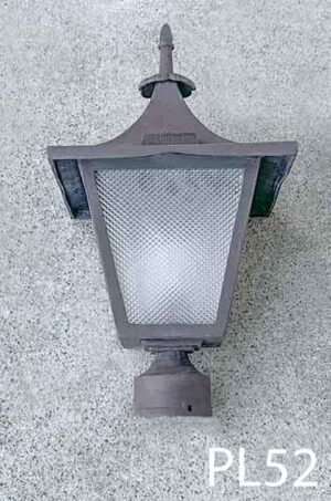 PL52-Qty-2. Brown 19"H post light with cord. 2 7/8" inside diameter for pole. Medium base bulb
