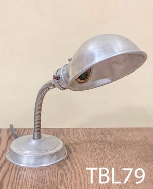 TBL79-Qty-1. Grey metal table lamp with adjustable goose neck, switch and cord.