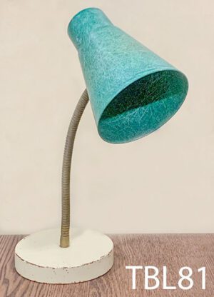 TBL81-Qty-1. Green shade with adjustable goose neck on white base c/w cord. Medium base bulb.