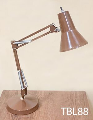 TBL88-Qty-1. Brown vintage adjustable desk lamp, with switch and cord. Medium base bulb