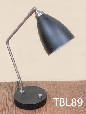 TBL89-Qty-1. black and silver adjustable desk lamp with switch and cord. Medium base bulb