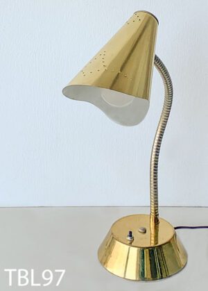 TBL97-Qty-1. Brass table lamp with goose neck, switch and cord. 19"H Medium base bulb