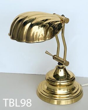 TBL98-Qty-1. Brass adjustable table lamp with clam shade. Medium base bulb