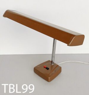 TBL99-Qty-1. Brown vintage fluorescent desk lamp with switch, and cord.