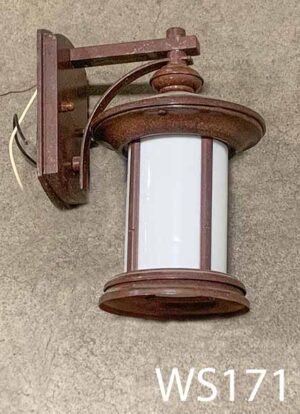 WS171-Qty-4, Brown lantern with white glass 10"H medium base bulb