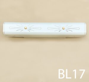 BL17-Qty-2. White 24" decorative glass with white metal base. Uses 4 medium base bulbs