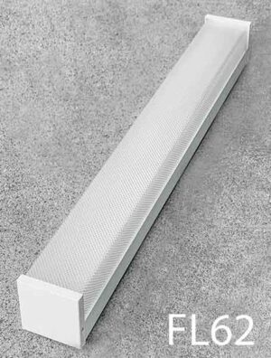 FL62-Qty1- White 3' fluorescent double T8 c/w wrap lens and cord.