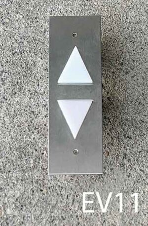 EV11-Qty-2. Stainless elevator up/down arrows with 24 volt red and green light. 8" x 2.5"