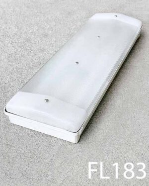 FL183-Qty-2. White weatherproof fluorescent with diffused lens and 24 volt hybrid Leds. 29"L x 14"W